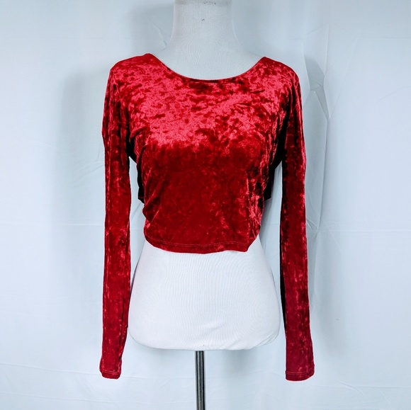Charlotte Russe Tops | Charlotte Russe Red Velvet Open Back Crop Top | Color: Red | Size: XL | Statement_Piece's Closet